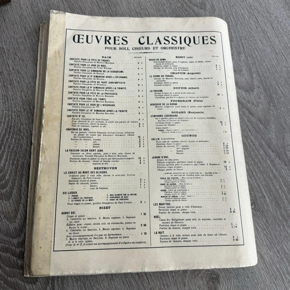 Antique J.S. Bach La Passion Selon Saint Jean Choudens Paris French Vocal Score